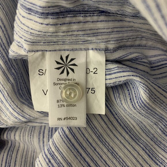 Athleta Blue White Striped Button Down Shirt Small Long Sleeve Preppy - Picture 5 of 5